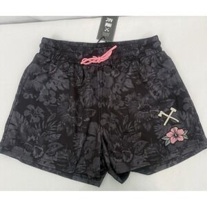 NWT All American Roughneck Shorts Black Floral Athletic Womens Size L